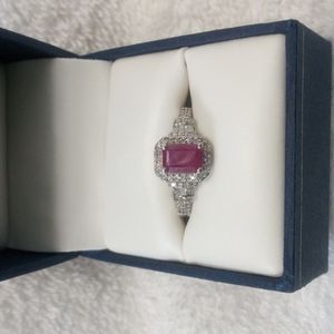 Garnet Sterling with baguettes Ring Size 8